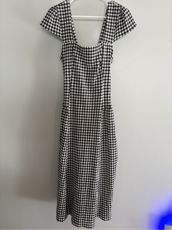 M & S Dresses & Skirts - Black and White Gingham Square Neck Midi Dress